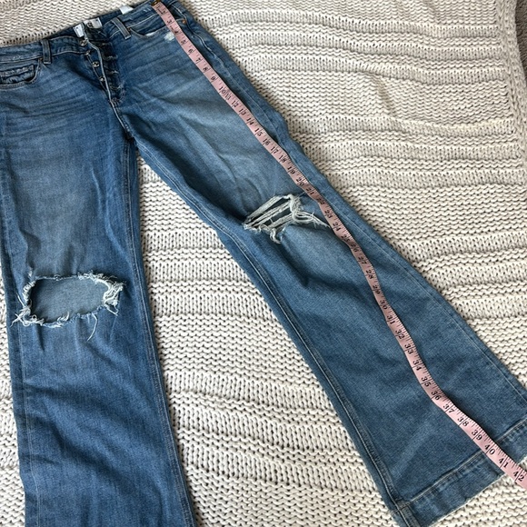 PAIGE Wide Leg DISTRESSED Button Fly High Rise Jeans - Picture 9 of 16